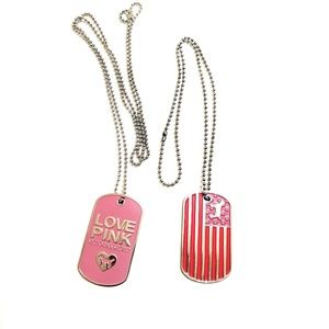 VS PINK Flag and VIP Dog Tag Necklaces